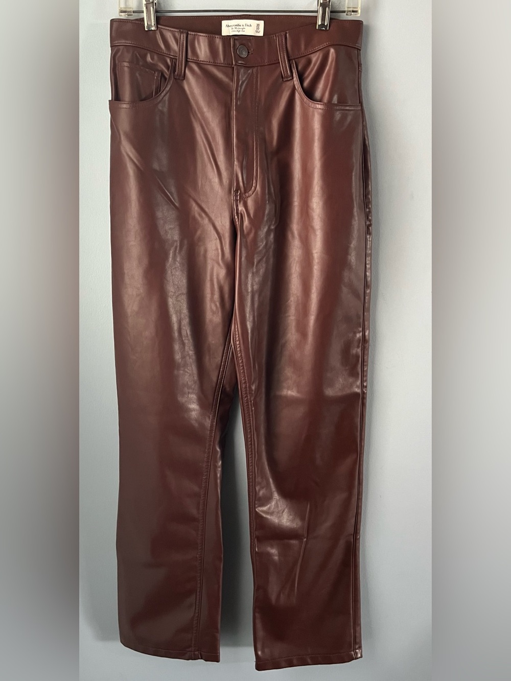 Abercrombie & Fitch Brown 90s Straight High Rise Faux Leather Pants Size 30